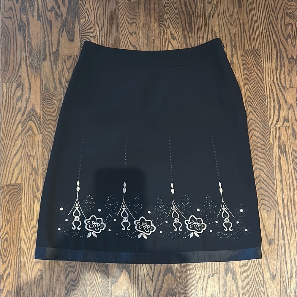 Ann Taylor Black Embellished Pencil Skirt Knee-Length
